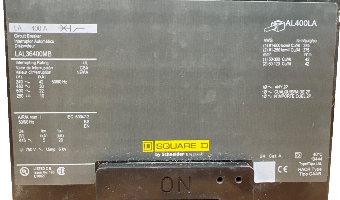 Square D LAL36400MB New