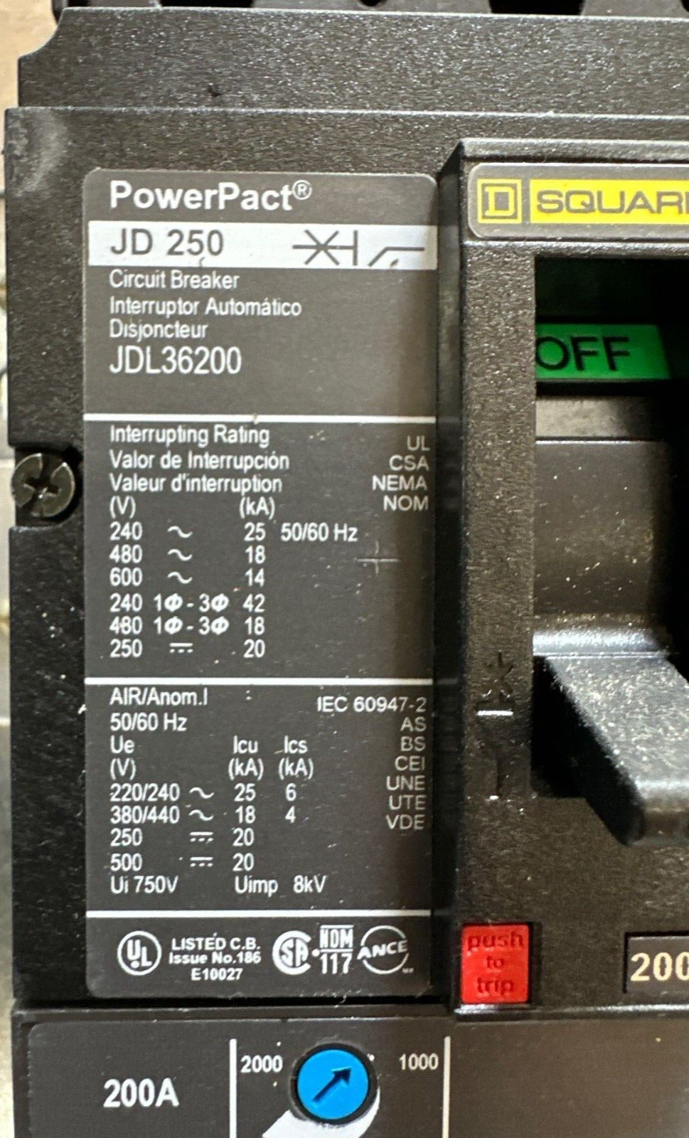 Square D NF Panelboard 400A 480/277V 3PH 4W Main LAP36400MT W/ JDL36200 30 Cir P555 Used