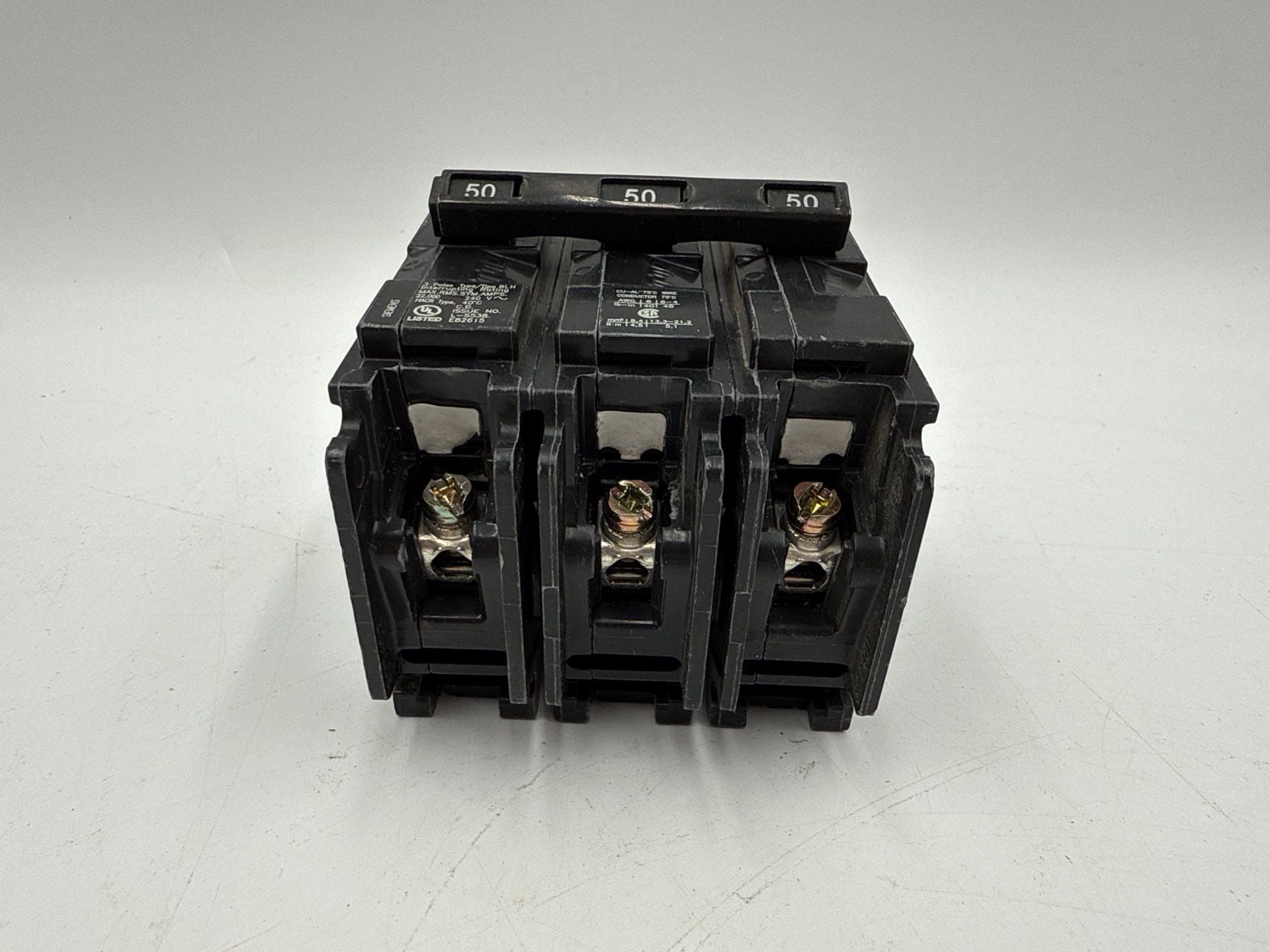 Siemens B350H Bolt On Circuit Breaker 50A 3P 240V BLH 50 Amp 3 Pole 22kA Used