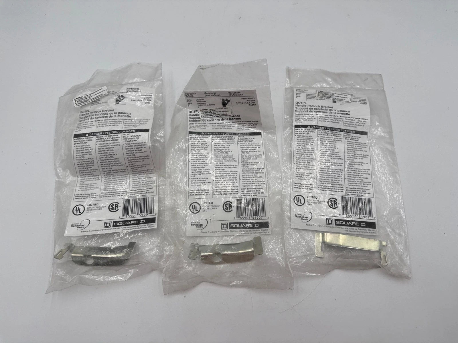 3PC Lot Square D QO1PL Handle Padlock Bracket QO Load Center Attachment 3 Piece New