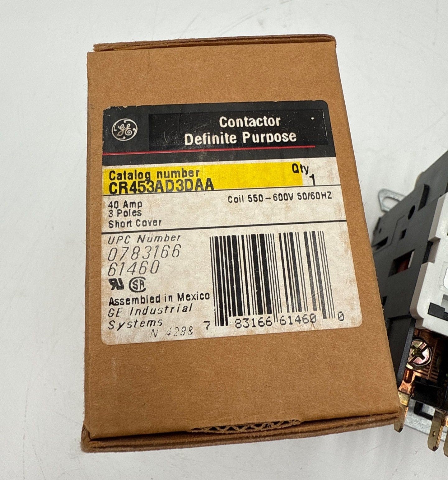 GE CR453AD3DAA Definite Purpose Contactor 40A 3P Coil 550-600V New