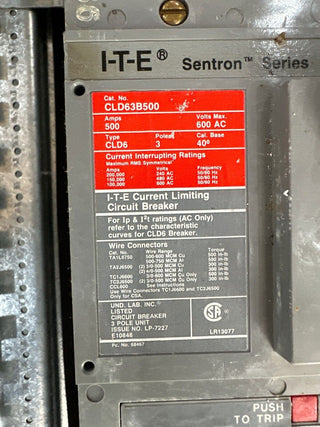 Siemens CDP-7 ITE Panelboard 500A 480Y/277V 3PH 4W Indoor Encl 30 Cir MCB 500Amp P513 Used