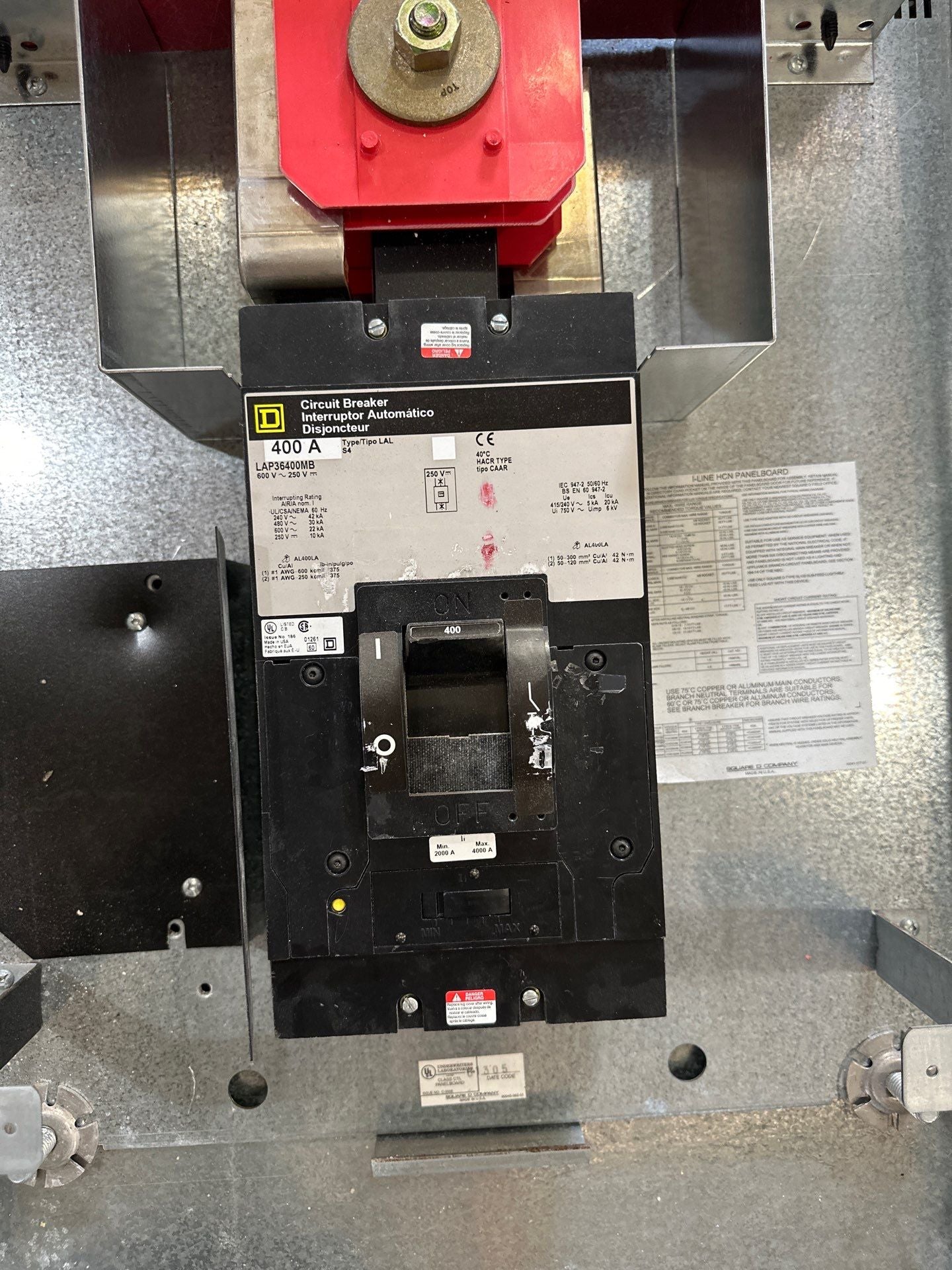 Square D HCN23744M I-Line Panelboard 400A 600V 3PH 30Cir MCB LAP36400MB Indoor HC2674B Used