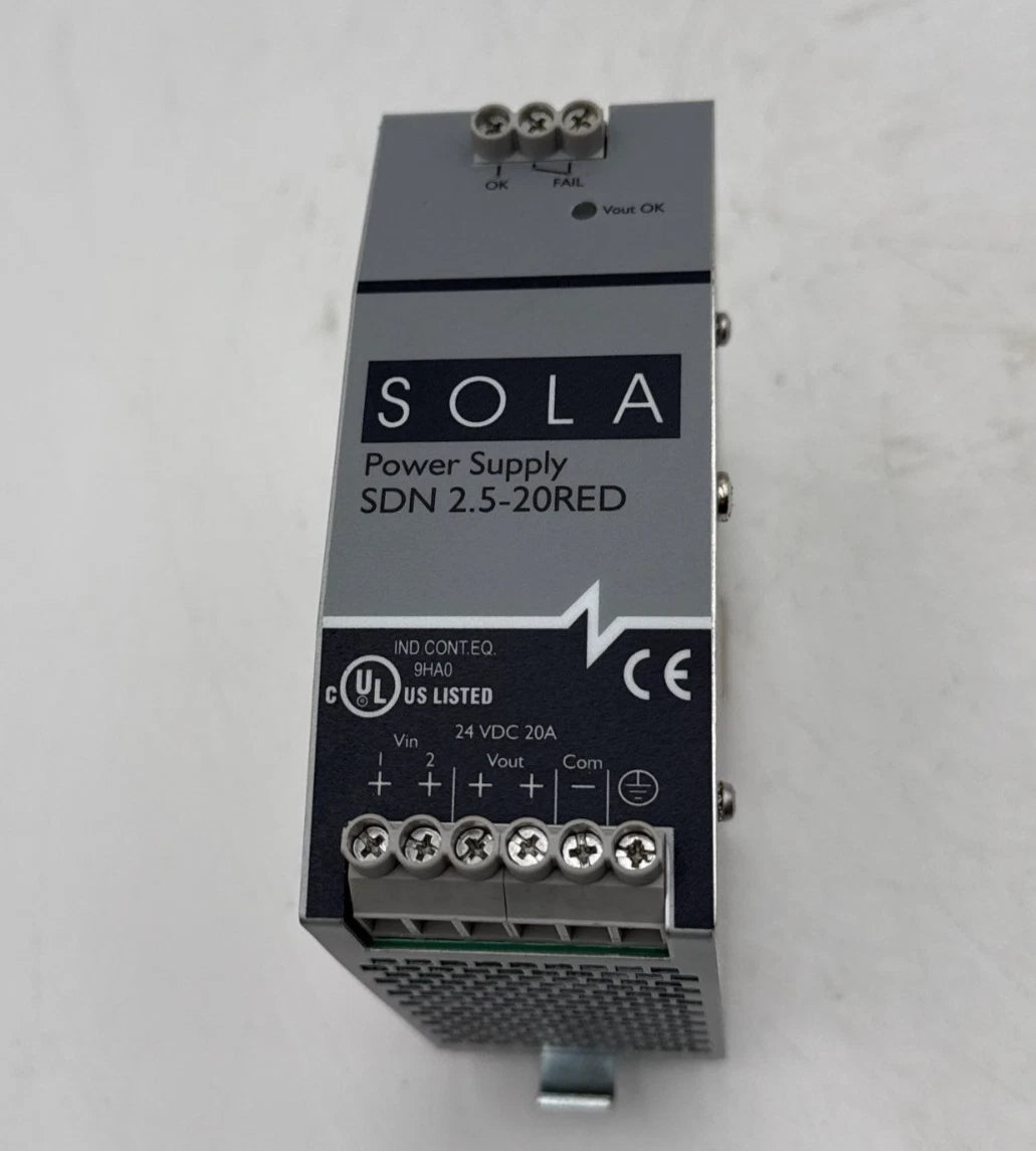 SOLA SDN 2.5-20RED Power Supply 20A 24VDC 480 Watt Output DIN SDN2520RED Used