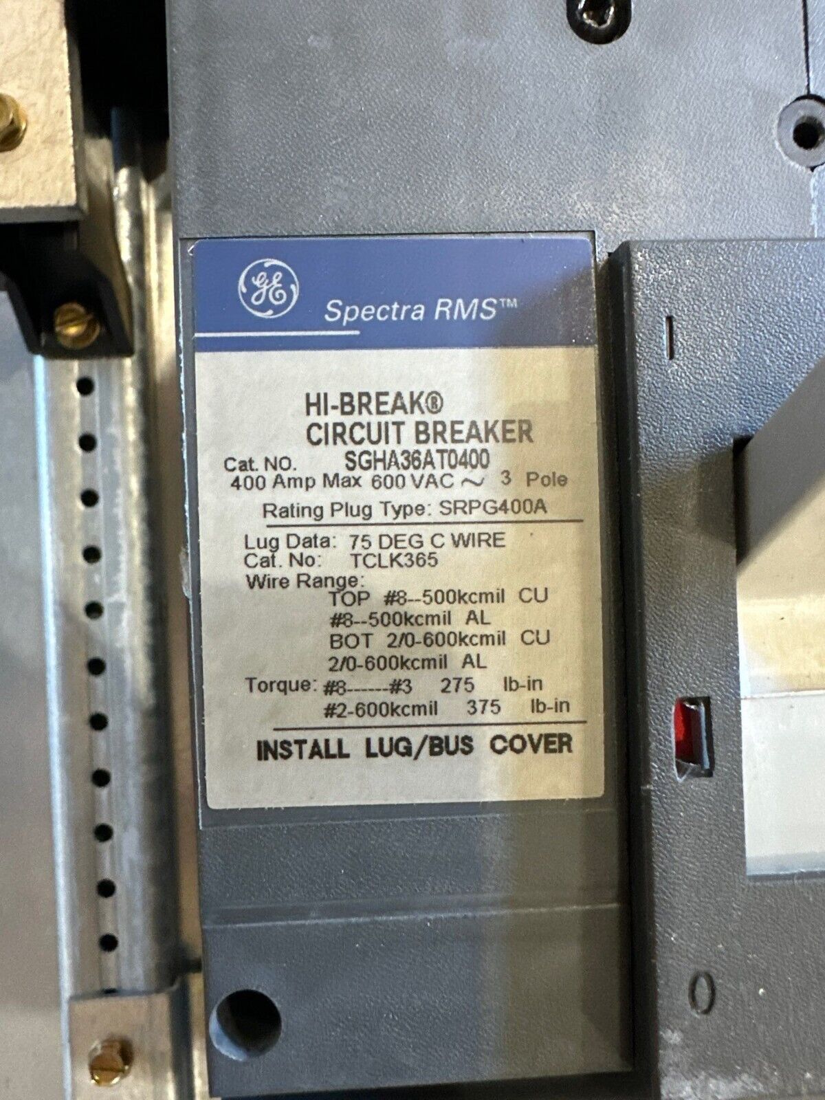 GE AEF3124KB Panelboard 400A 480Y/277V 3PH 4W 18 Circuit Indoor Encl MCB 400 Amp P548 Used