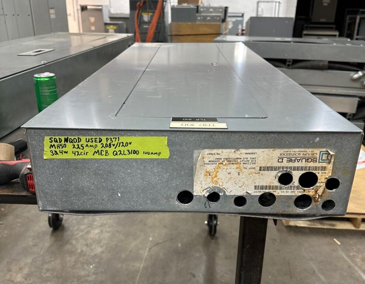 Square D NQOD442M225 Panelboard 225A 208/120V 3PH MCB Indoor Encl 42 Cir Q2L3100 P371 Used