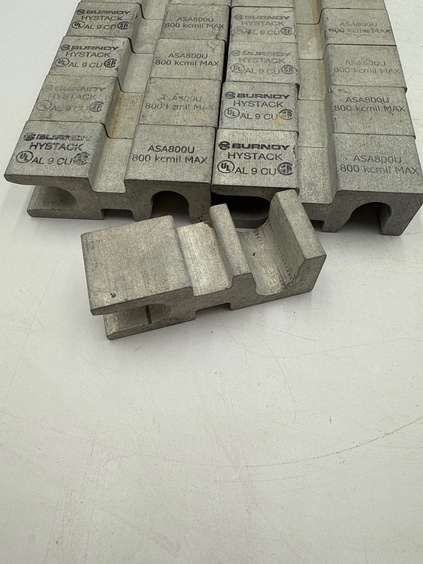 Lot of 13 Burndy Hystack ASA800U 800KCMIL Copper Stacking Adapter 2-Hole New