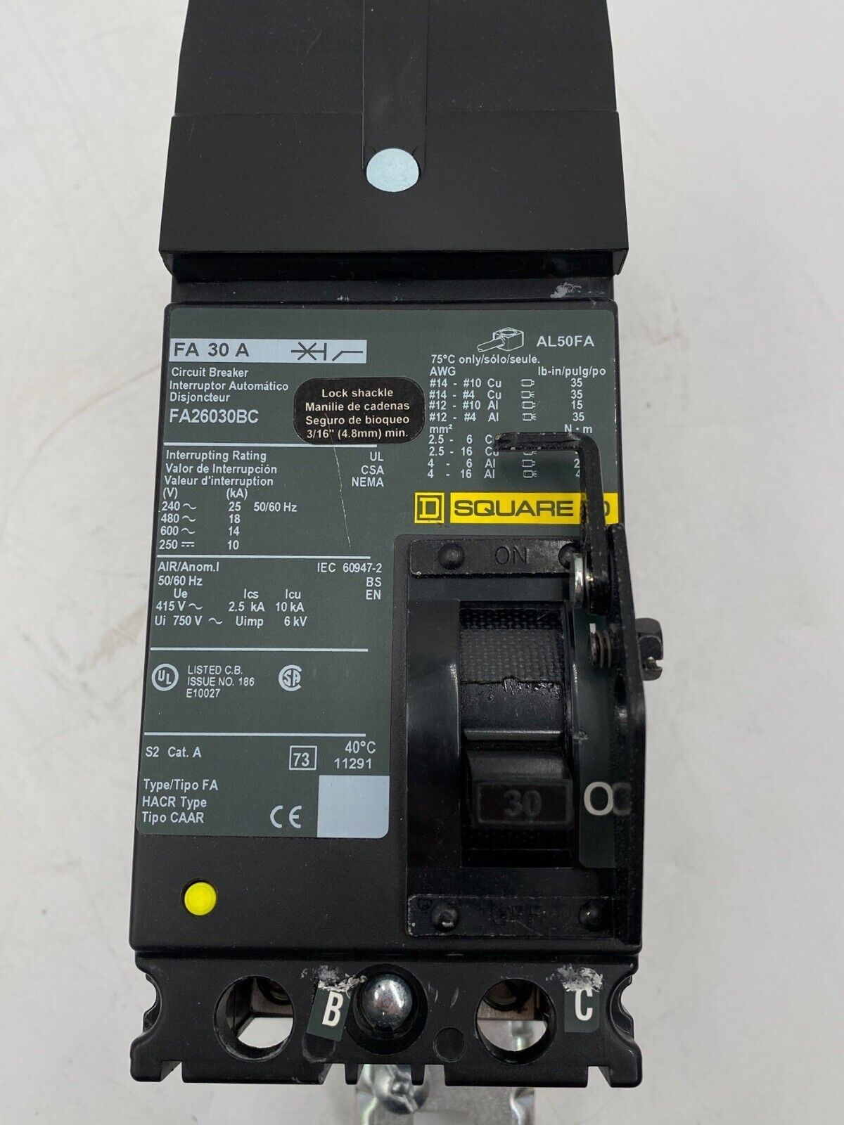 Square D FA22030BC Used