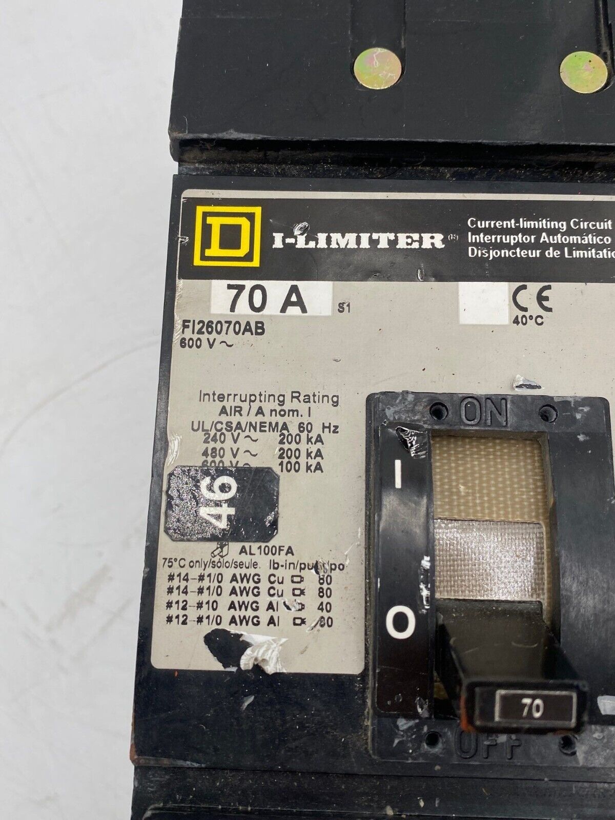 Square D FI26070AB Used