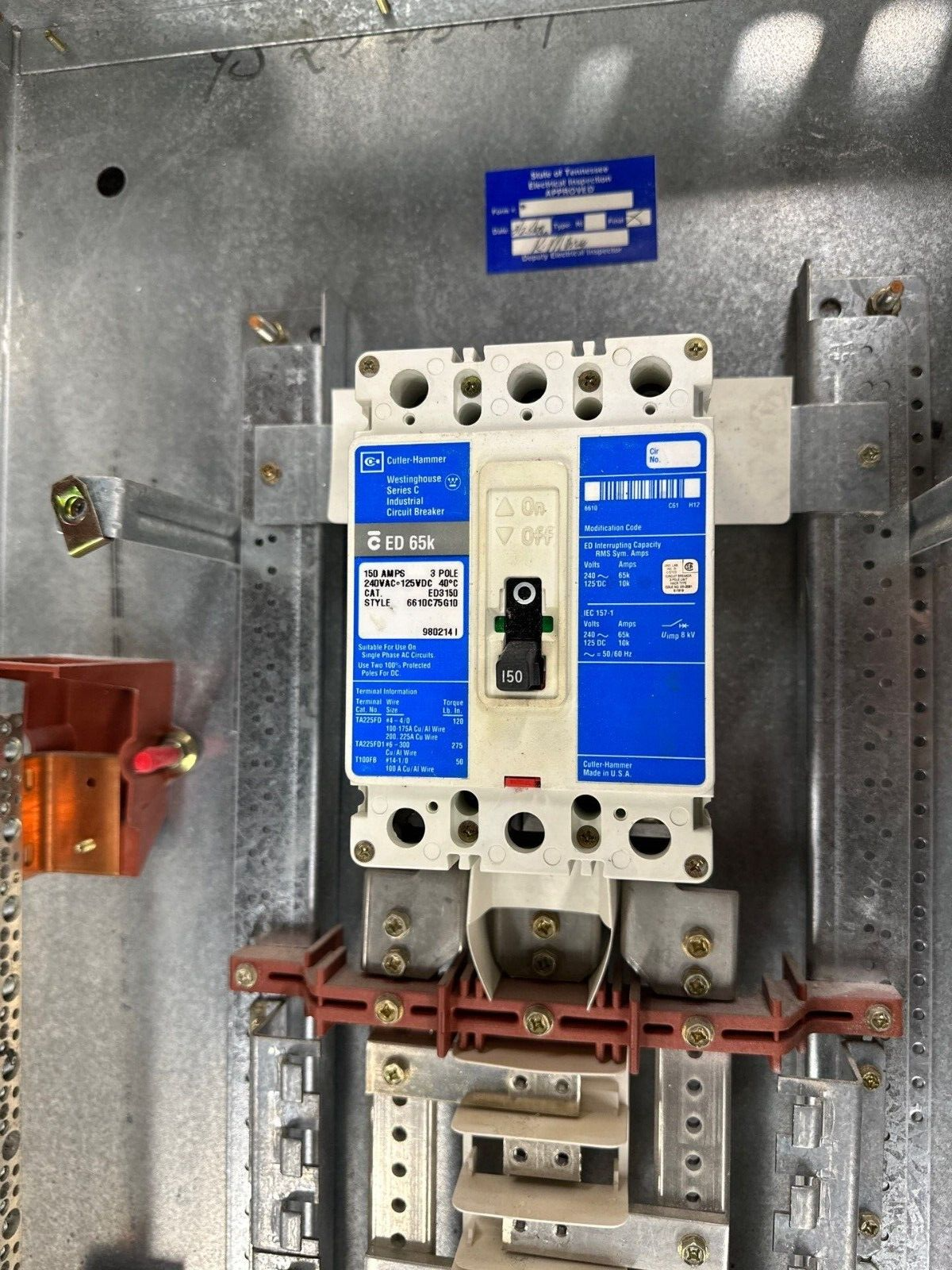 CH PRL1A Panelboard 225A 208Y/120V 3PH 4W Indoor Encl 30 Circuit MCB ED3150 P390 New