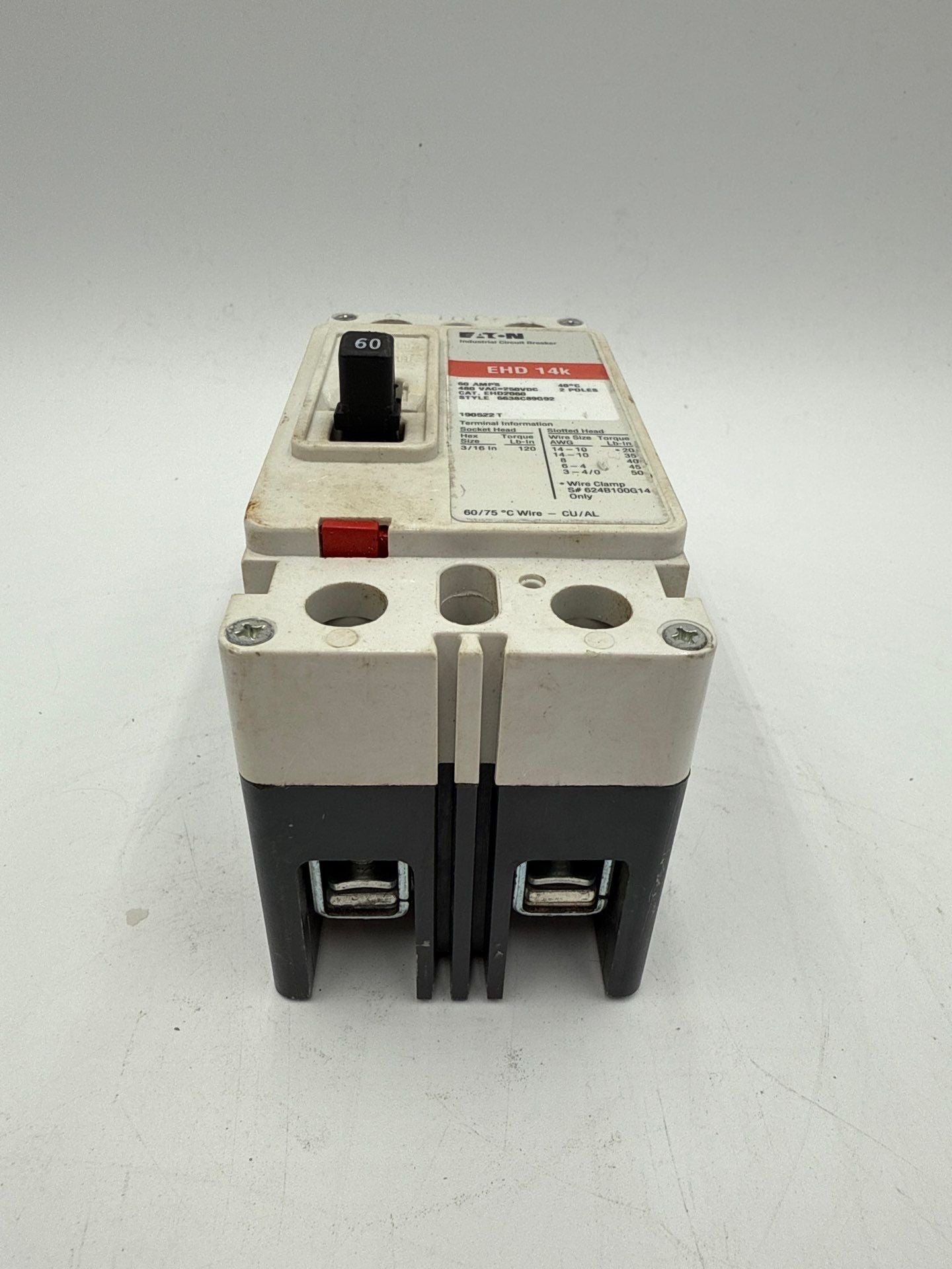 Eaton EHD2060 Circuit Breaker 60A 2P 480V EHD 14k 60 Amp 2 Pole Used