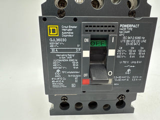 Square D GJL36030 Circuit Breaker 30A 3P 600V GJL 30 Amp 3 Pole PowerPact Used