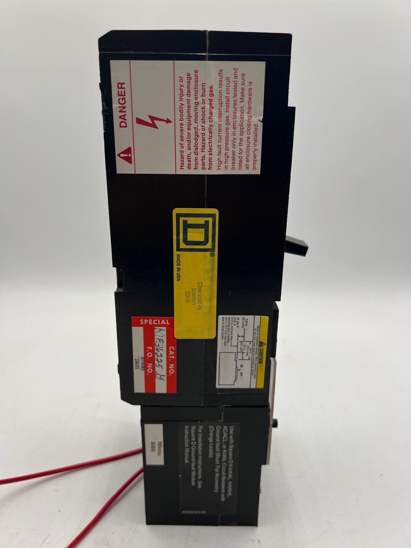 SQD KIF36225G Circuit Breaker 225A 600V 3P 225 Amp Ground Fault GFM250 Used
