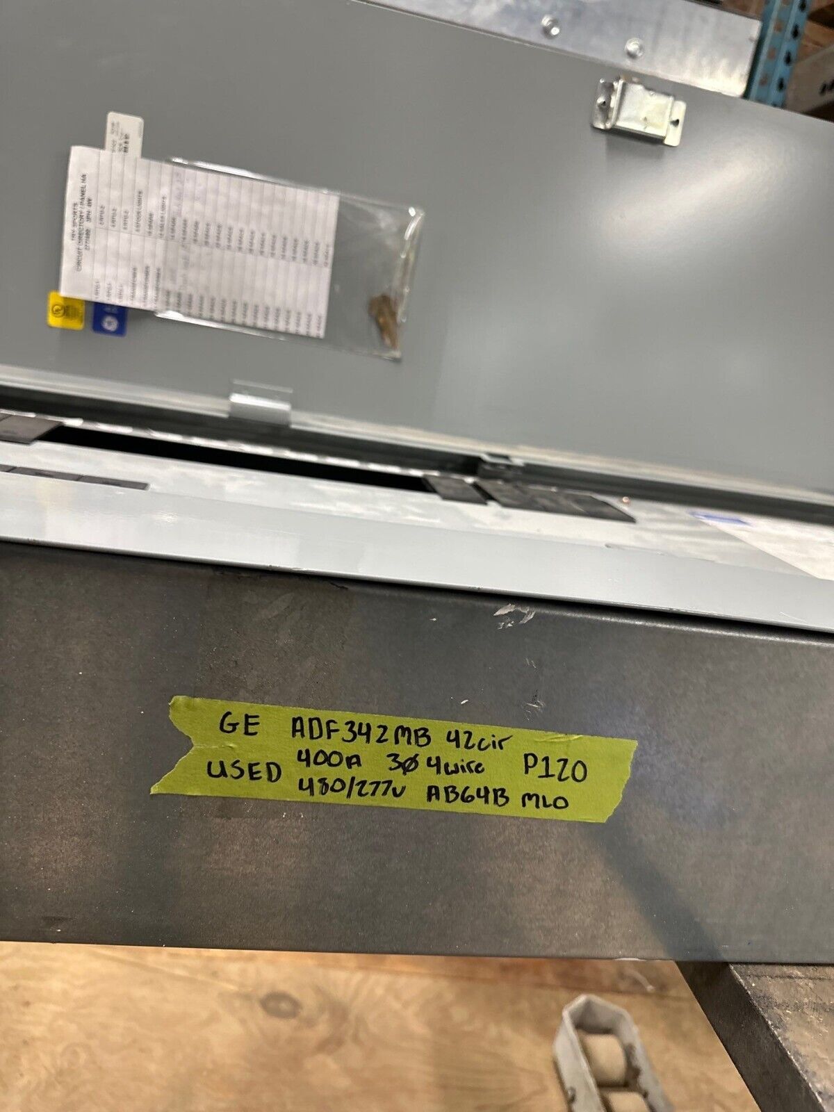 GE ADF3424MB Panelboard 400A 480Y/277V 3PH 4W 42 Cir Main Lug MLO Indoor Encl P120 Used