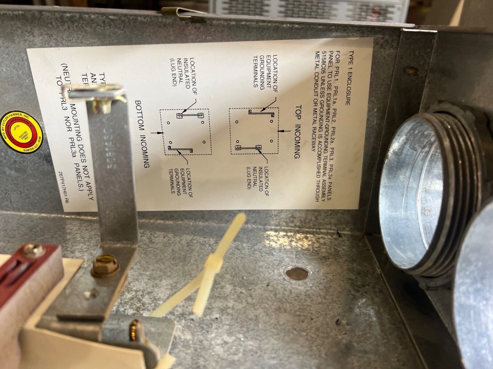 Cutler Panelboard PRL3A Panelboard 600A 480/277V 3PH 4W 42 Circuit MLO Indoor P665 Used