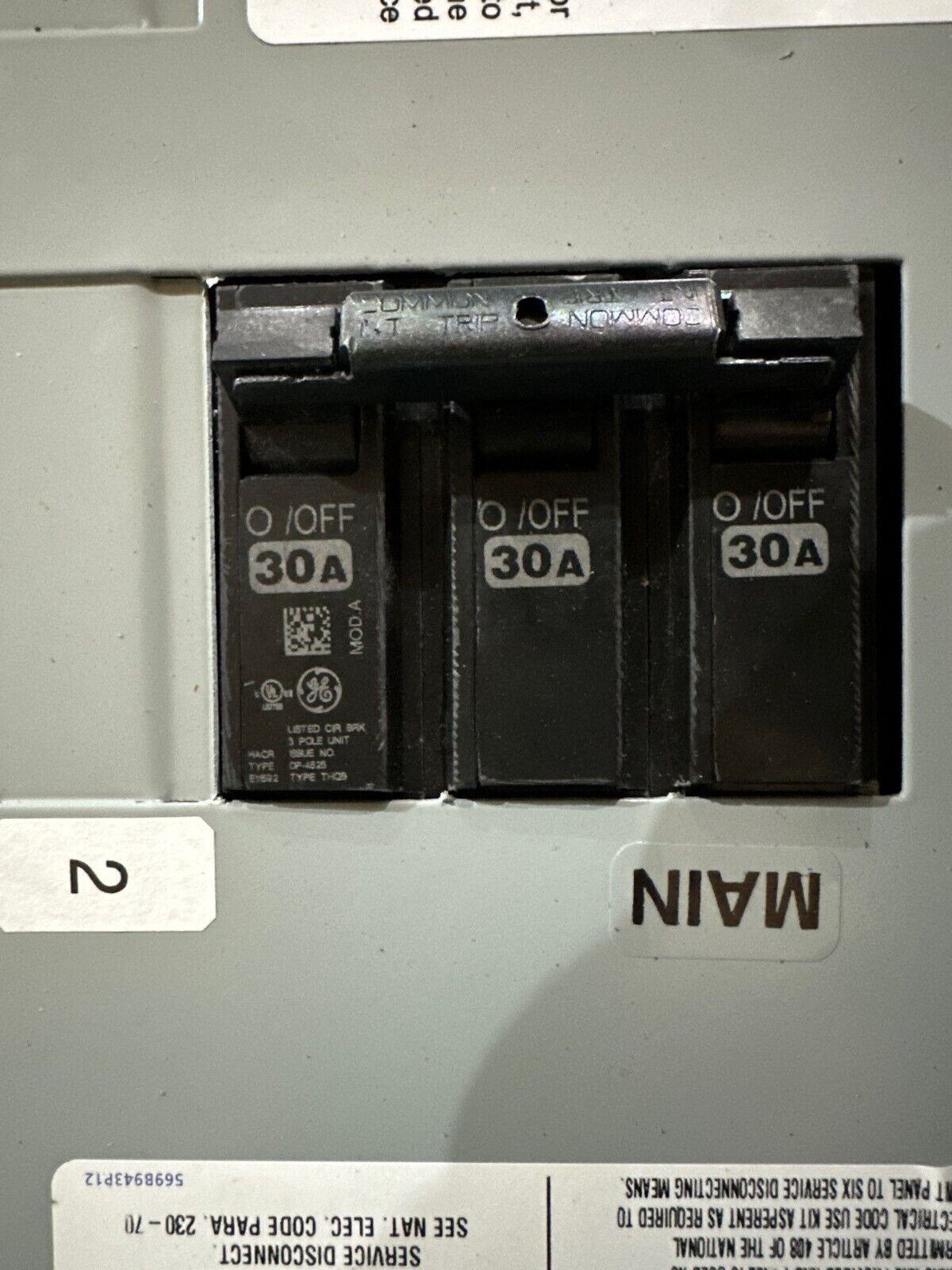 GE AQF3121AB Panelboard 125A 208/120V 3PH 4W 3R Outdoor Encl MCB Main 30 Amp P484 Used